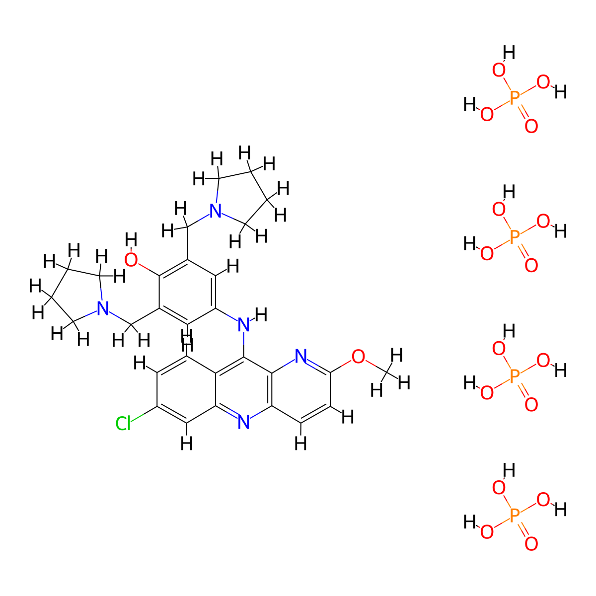 Pyronaridine tetraphosphate molecular structure, CAS 76748-86-2