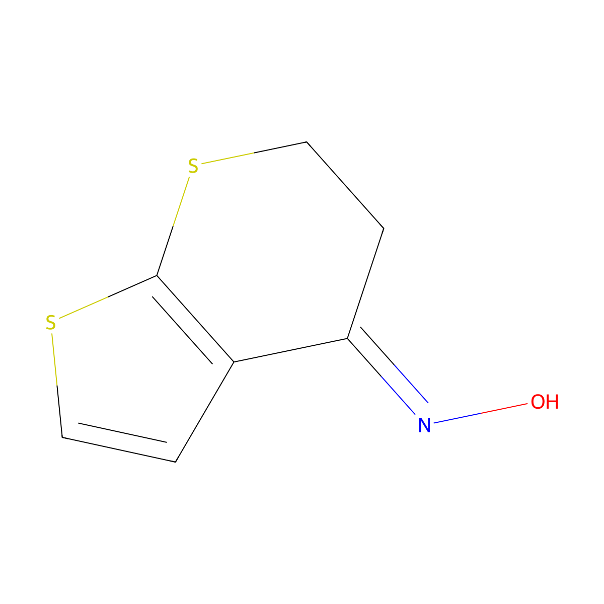 4H-Thieno[2,3-b]thiopyran-4-one, 5,6-dihydro-, oxime molecular structure, CAS 7675-05-0