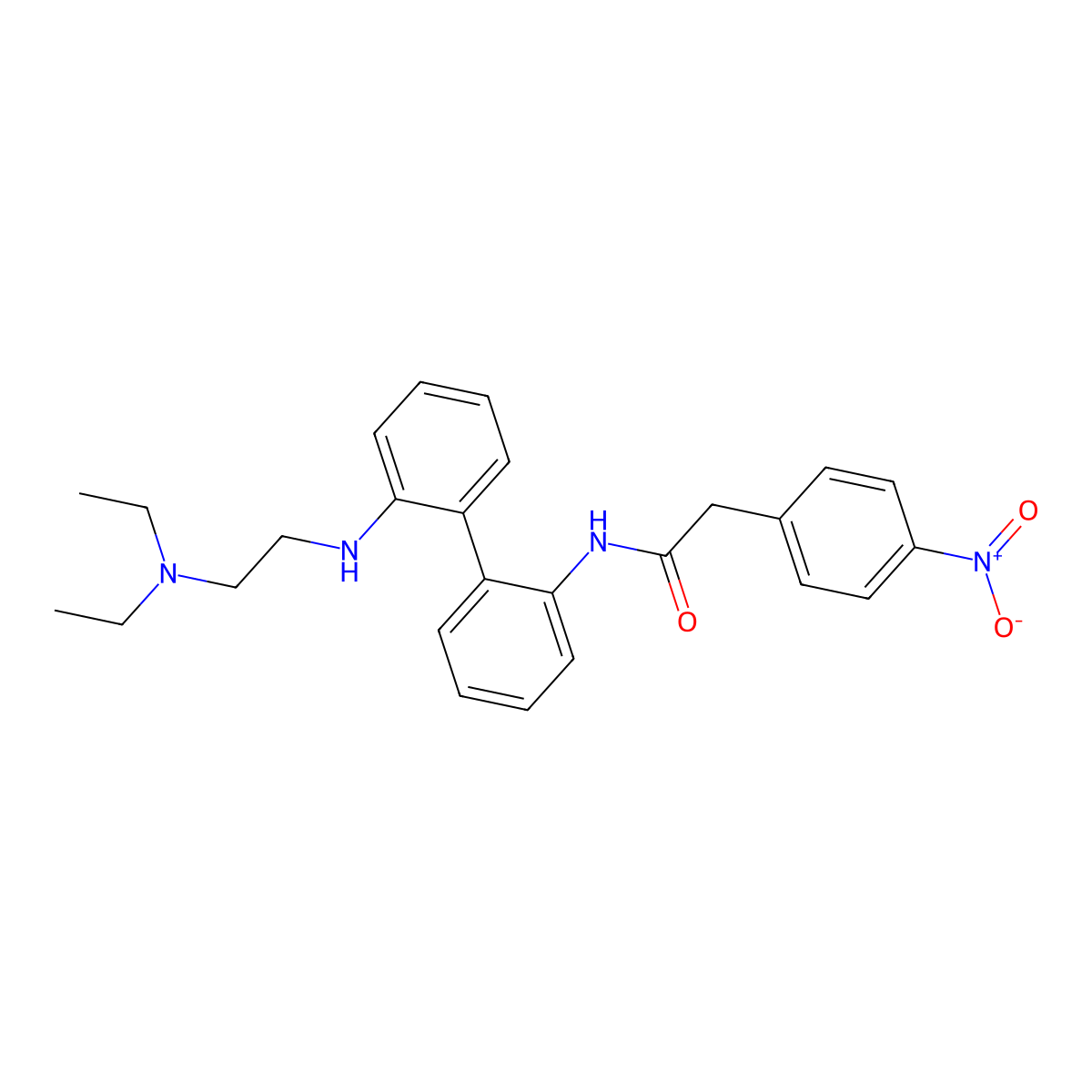 Acetanilide, 2'-(o-((2-(diethylamino)ethyl)amino)phenyl)-2-(p-nitrophenyl)- molecular structure, CAS 76751-74-1