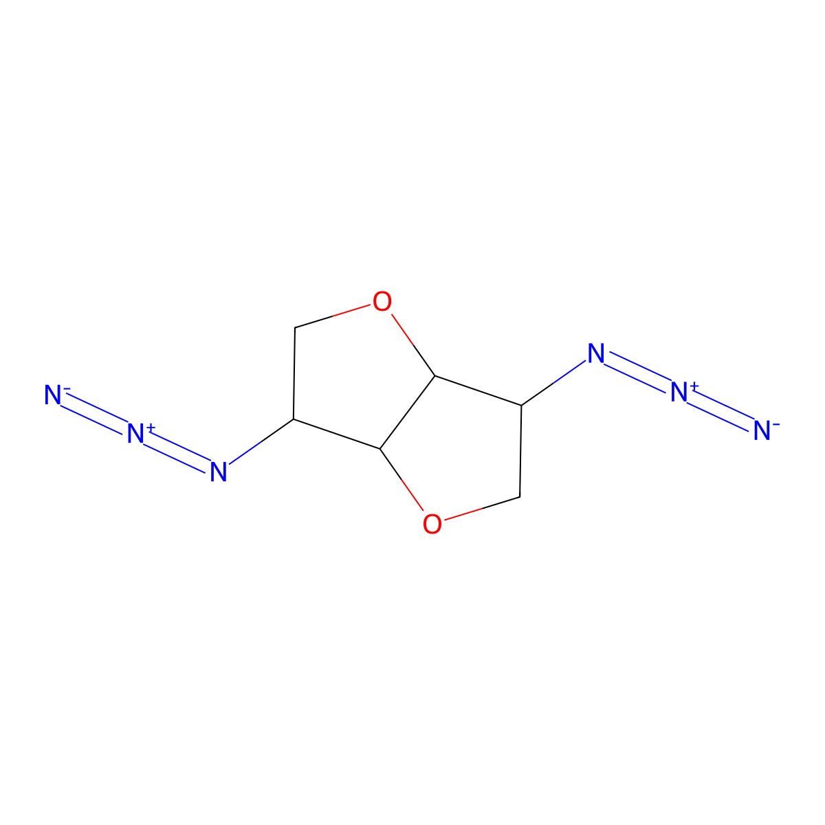 (3S,3aR,6S,6aR)-3,6-diazidohexahydrofuro[3,2-b]furan molecular structure, CAS 76753-09-8