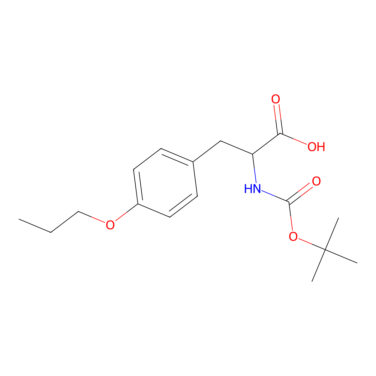 N-[(1,1-Dimethylethoxy)carbonyl]-O-propyl-L-tyrosine molecular structure, CAS 76757-93-2