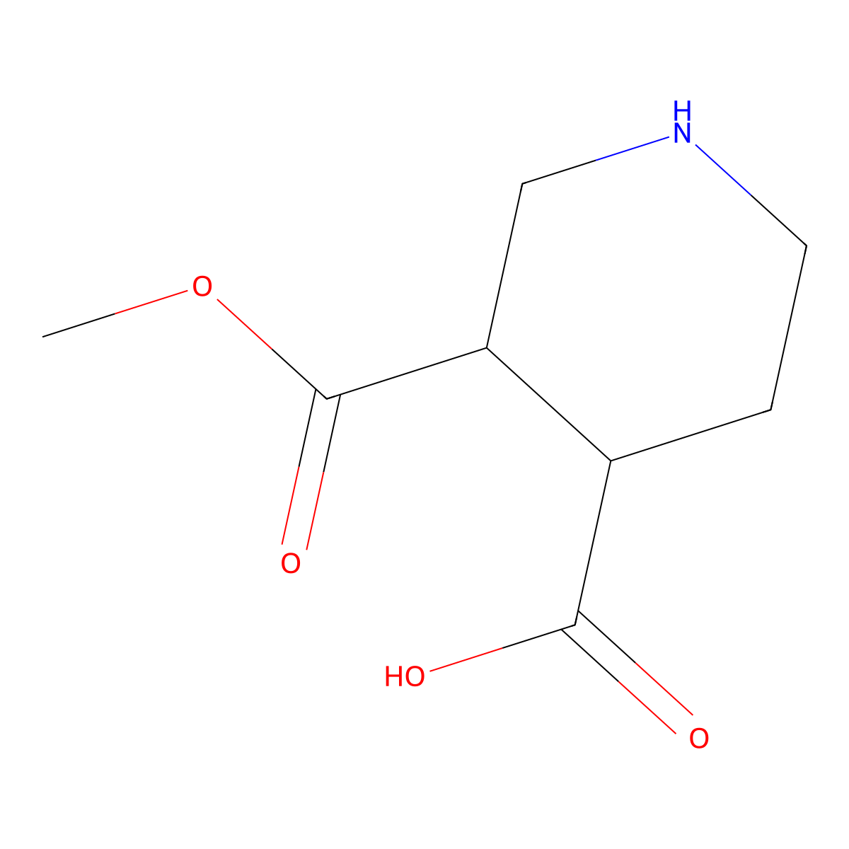 rac-(3R,4R)-3-(methoxycarbonyl)piperidine-4-carboxylic acid molecular structure, CAS 767591-84-4