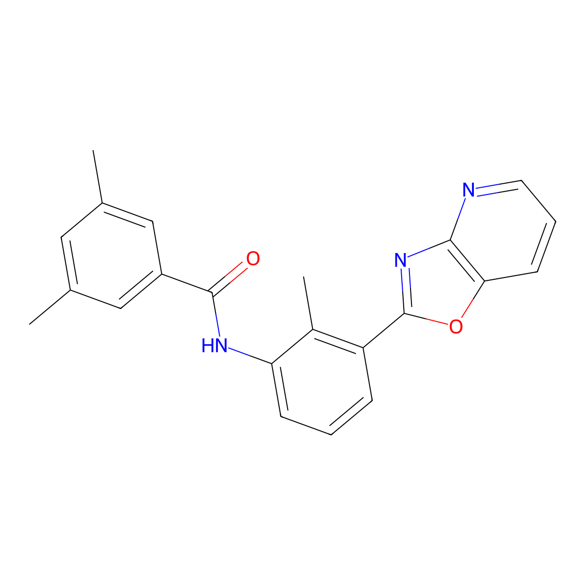 3,5-dimethyl-N-(2-methyl-3-[1,3]oxazolo[4,5-b]pyridin-2-ylphenyl)benzamide molecular structure, CAS 767631-93-6