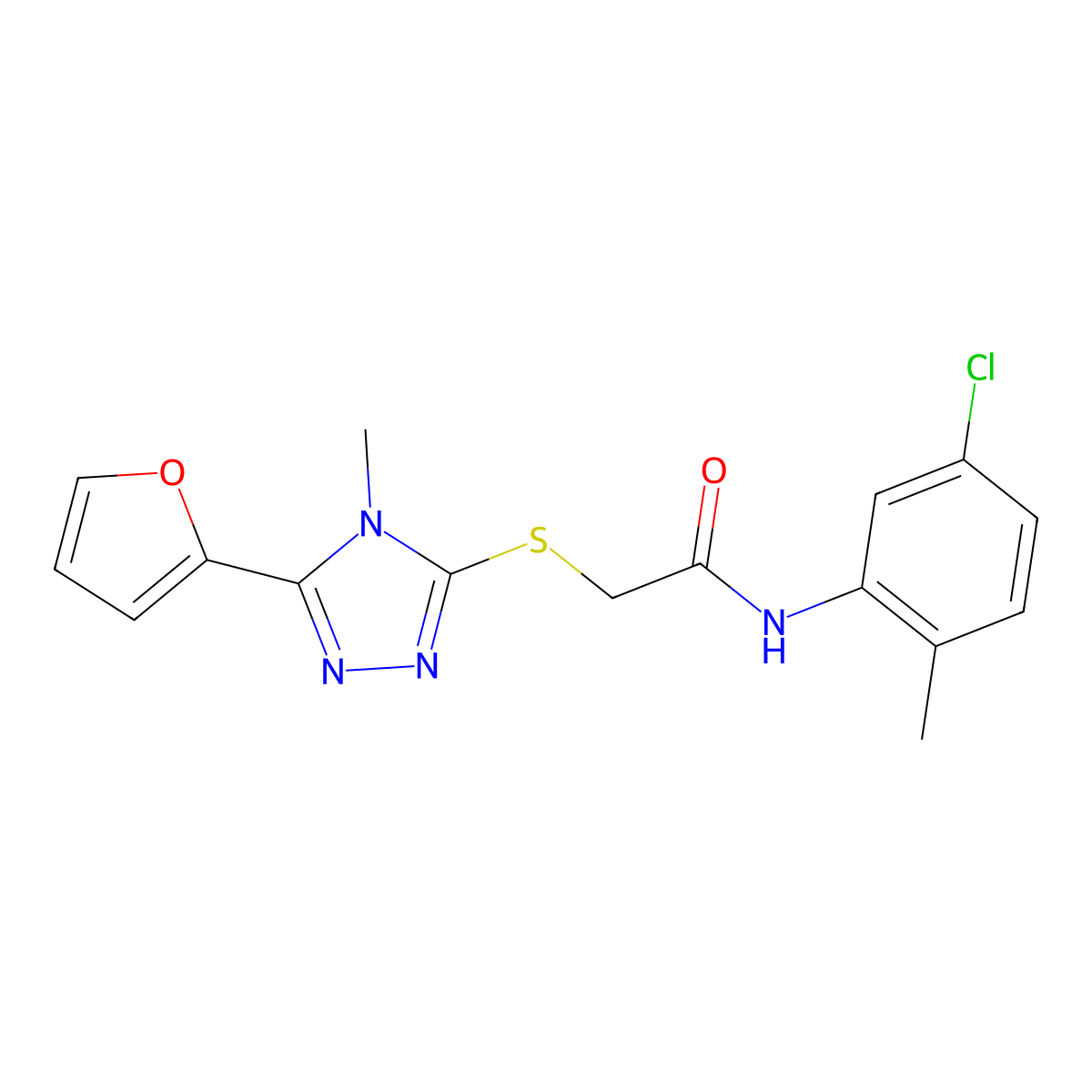 N-(5-chloro-2-methylphenyl)-2-{[5-(furan-2-yl)-4-methyl-4H-1,2,4-triazol-3-yl]sulfanyl}acetamide molecular structure, CAS 767632-44-0