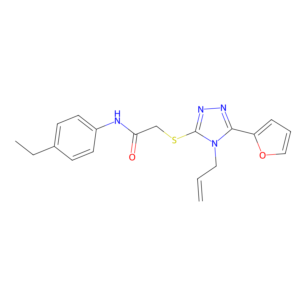 N-(4-ethylphenyl)-2-{[5-(furan-2-yl)-4-(prop-2-en-1-yl)-4H-1,2,4-triazol-3-yl]sulfanyl}acetamide molecular structure, CAS 767633-19-2