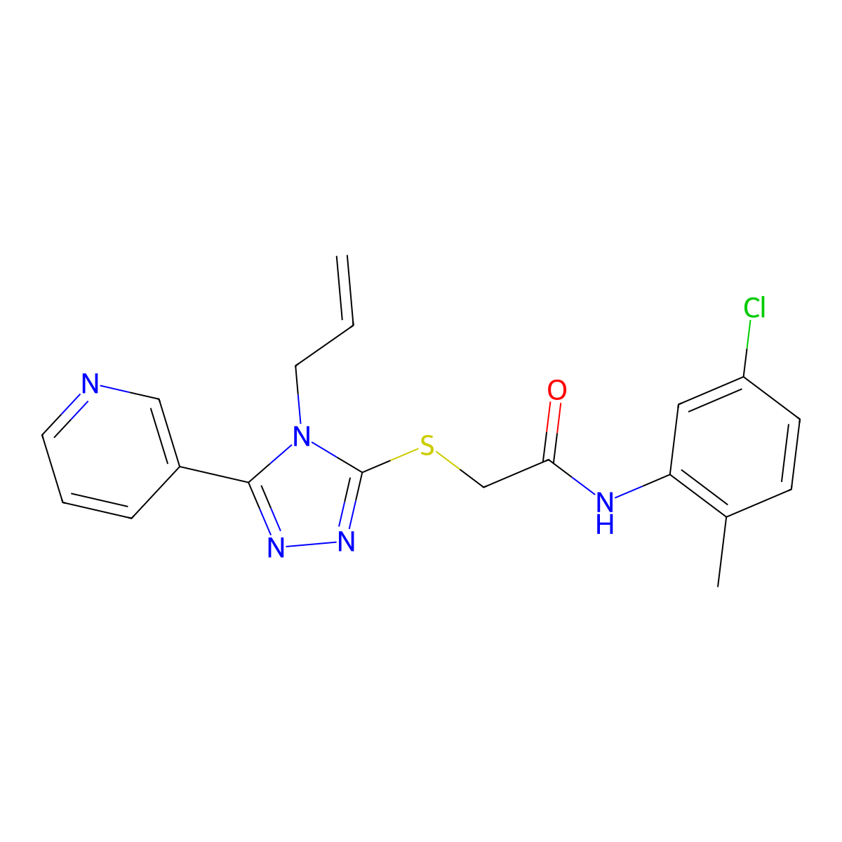 N-(5-chloro-2-methylphenyl)-2-{[4-(prop-2-en-1-yl)-5-(pyridin-3-yl)-4H-1,2,4-triazol-3-yl]sulfanyl}acetamide molecular structure, CAS 767634-30-0