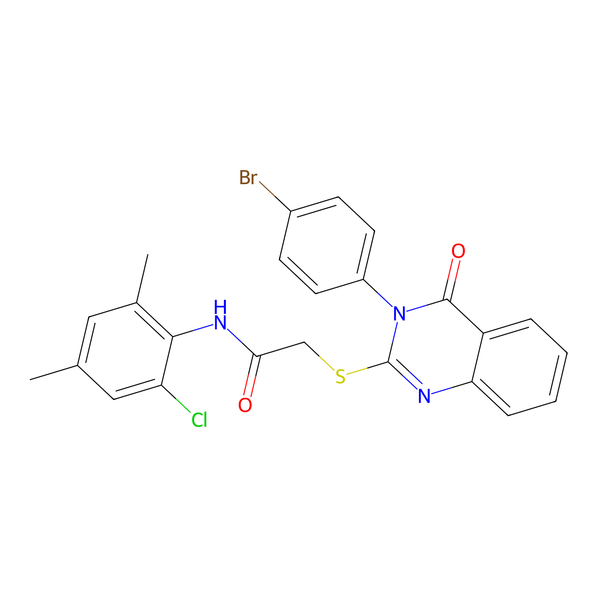2-{[3-(4-bromophenyl)-4-oxo-3,4-dihydroquinazolin-2-yl]sulfanyl}-N-(2-chloro-4,6-dimethylphenyl)acetamide molecular structure, CAS 767634-40-2