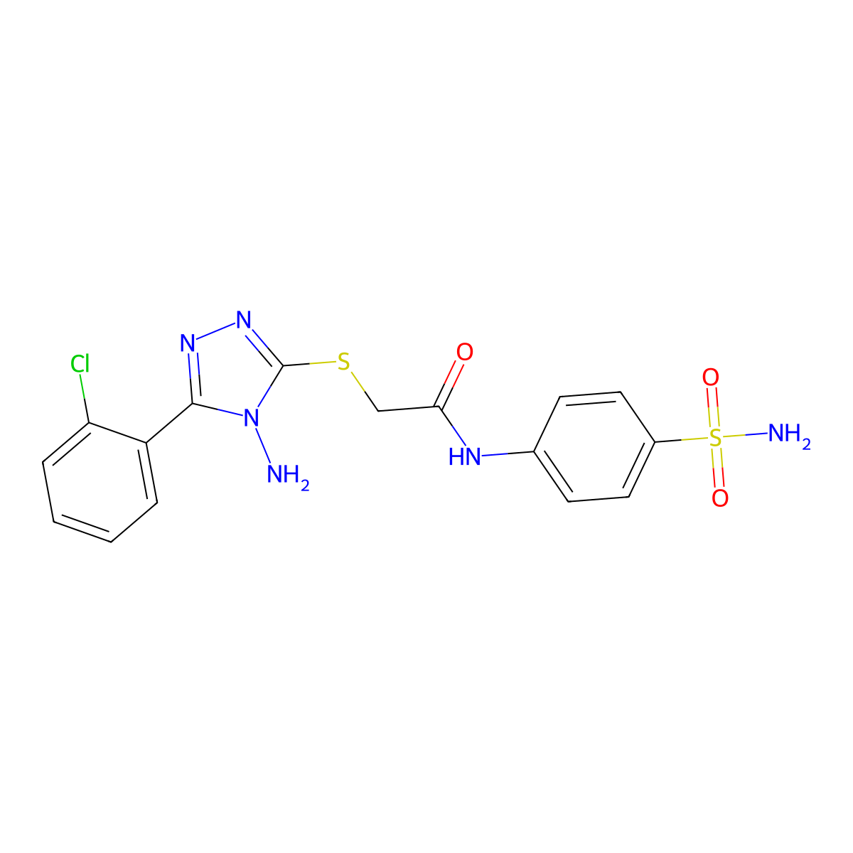2-[4-amino-5-(2-chlorophenyl)(1,2,4-triazol-3-ylthio)]-N-(4-sulfamoylphenyl)ac etamide molecular structure, CAS 767634-44-6