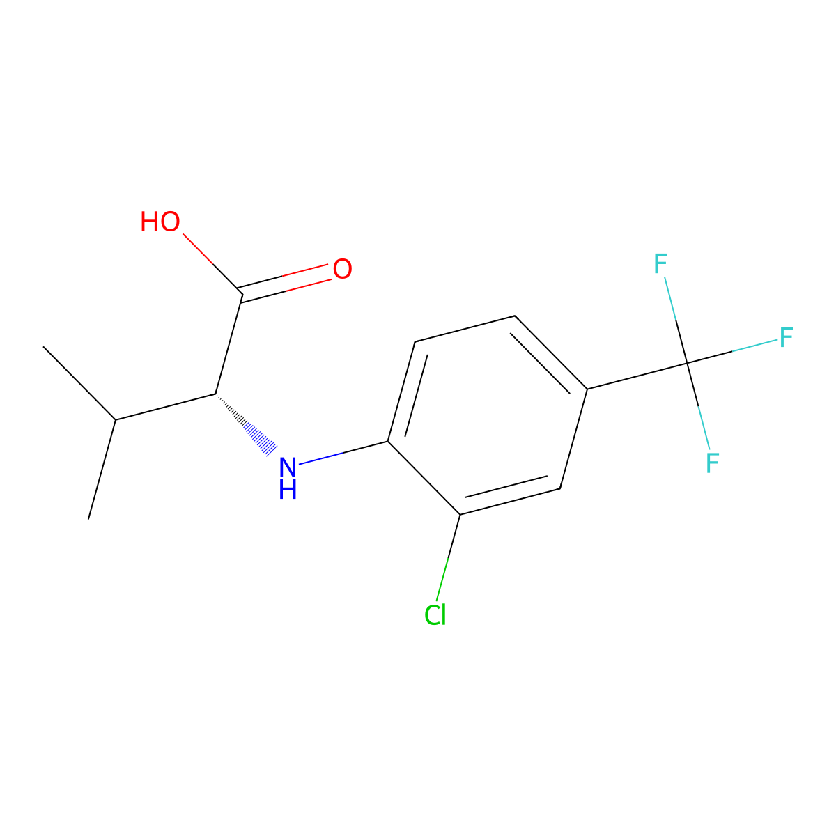 (R)-2-((2-Chloro-4-(trifluoromethyl)phenyl)amino)-3-methylbutanoic acid molecular structure, CAS 76769-07-8