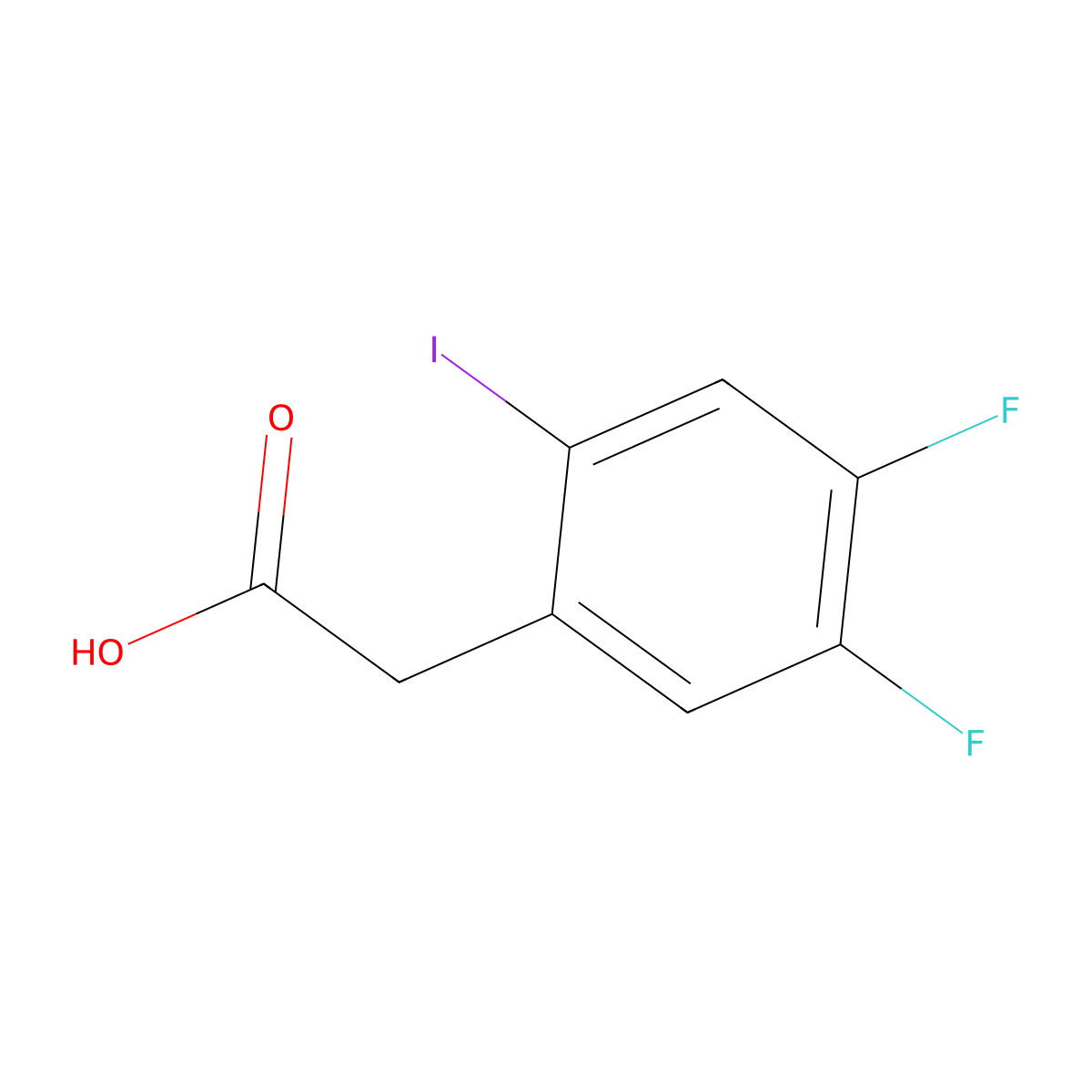(4,5-Difluoro-2-iodophenyl)acetic acid molecular structure, CAS 76778-14-8