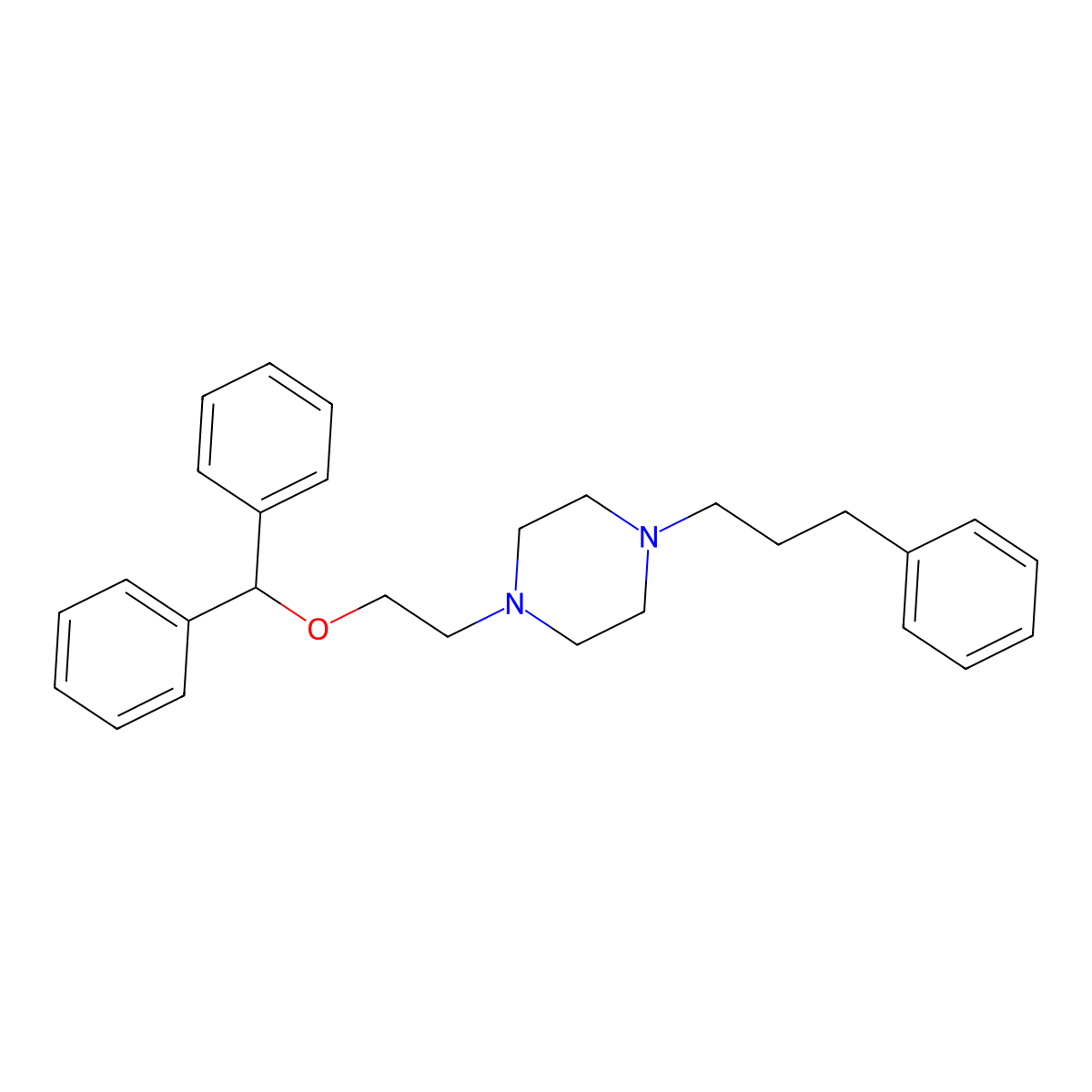 1-(2-(Diphenylmethoxy)ethyl)-4-(3-phenylpropyl)piperazine molecular structure, CAS 76778-22-8
