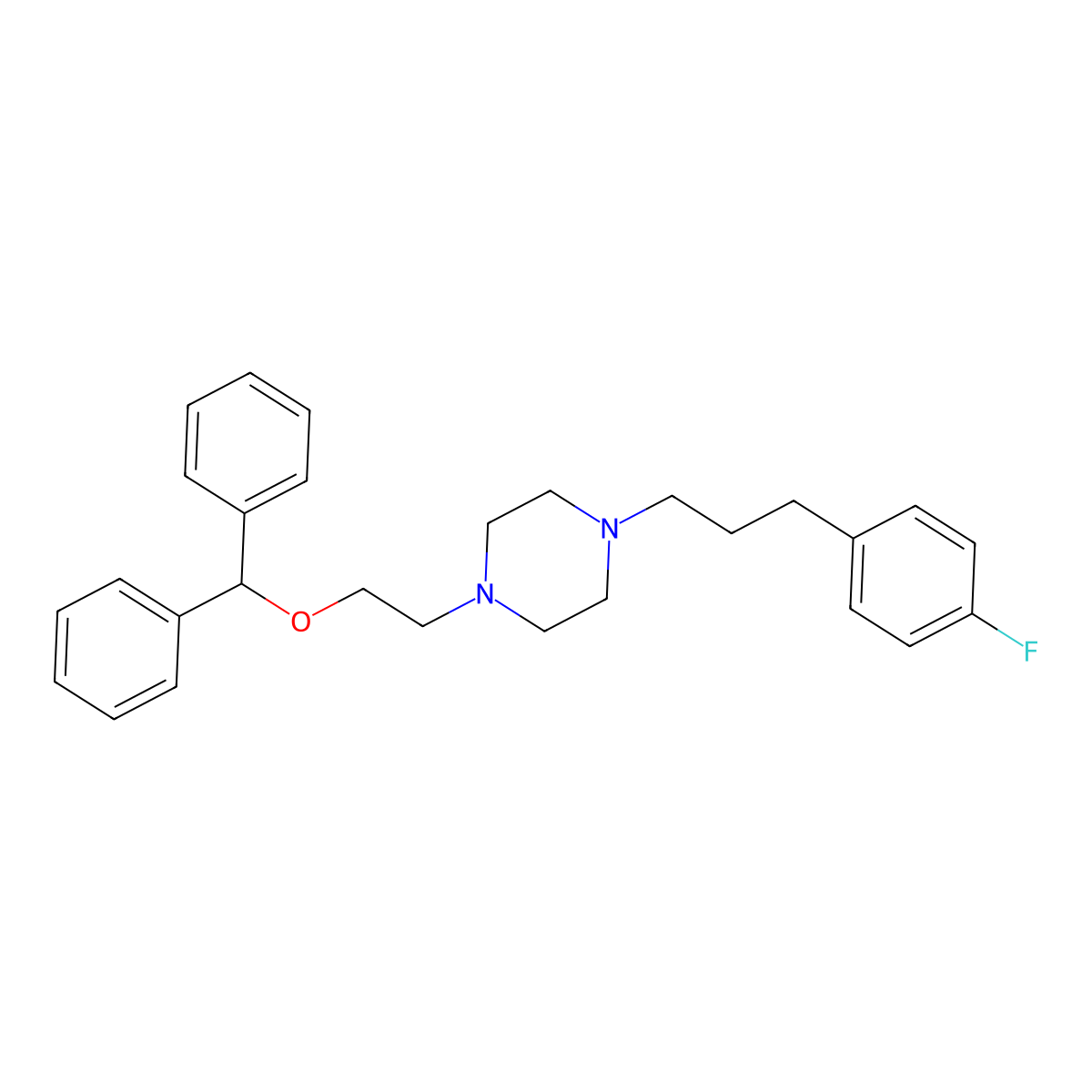 1-(2-(Diphenylmethoxy)ethyl)-4-(3-(4-fluorophenyl)propyl)piperazine molecular structure, CAS 76778-23-9