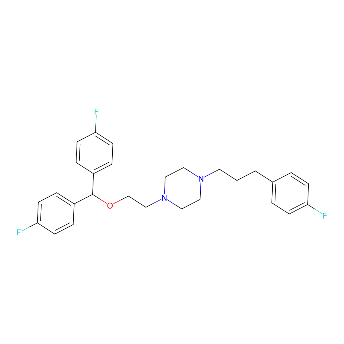 1-[2-[Bis(4-fluorophenyl)methoxy]ethyl]-4-[3-(4-fluorophenyl)propyl]piperazine molecular structure, CAS 76778-28-4
