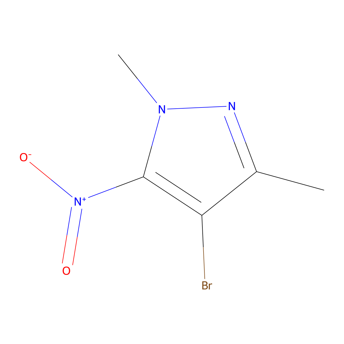 4-Bromo-1,3-dimethyl-5-nitro-1H-pyrazole molecular structure, CAS 76780-38-6