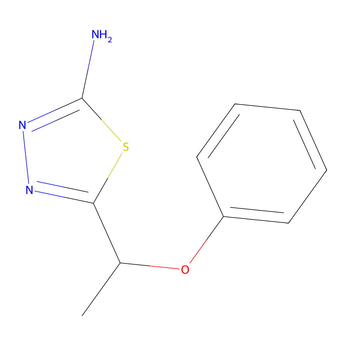 5-(1-Phenoxyethyl)-1,3,4-thiadiazol-2-amine molecular structure, CAS 76784-70-8
