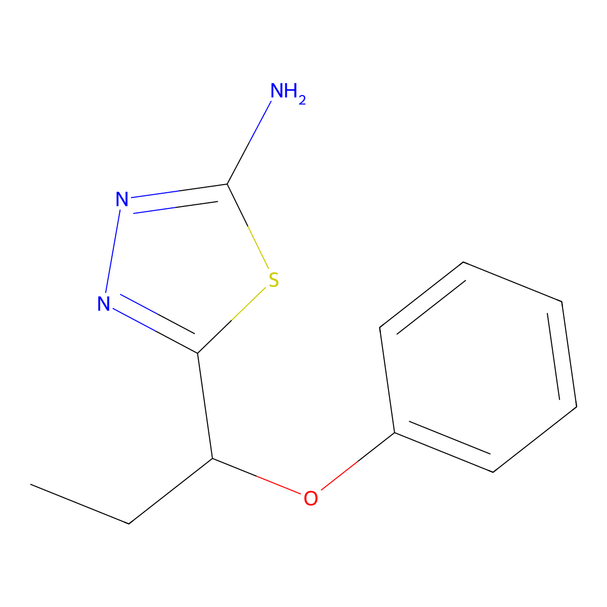 5-(1-Phenoxypropyl)-1,3,4-thiadiazol-2-amine molecular structure, CAS 76784-73-1
