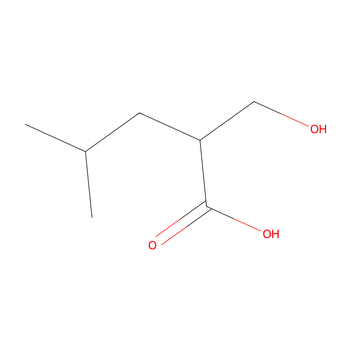 2-(Hydroxymethyl)-4-methylpentanoic acid molecular structure, CAS 76789-47-4