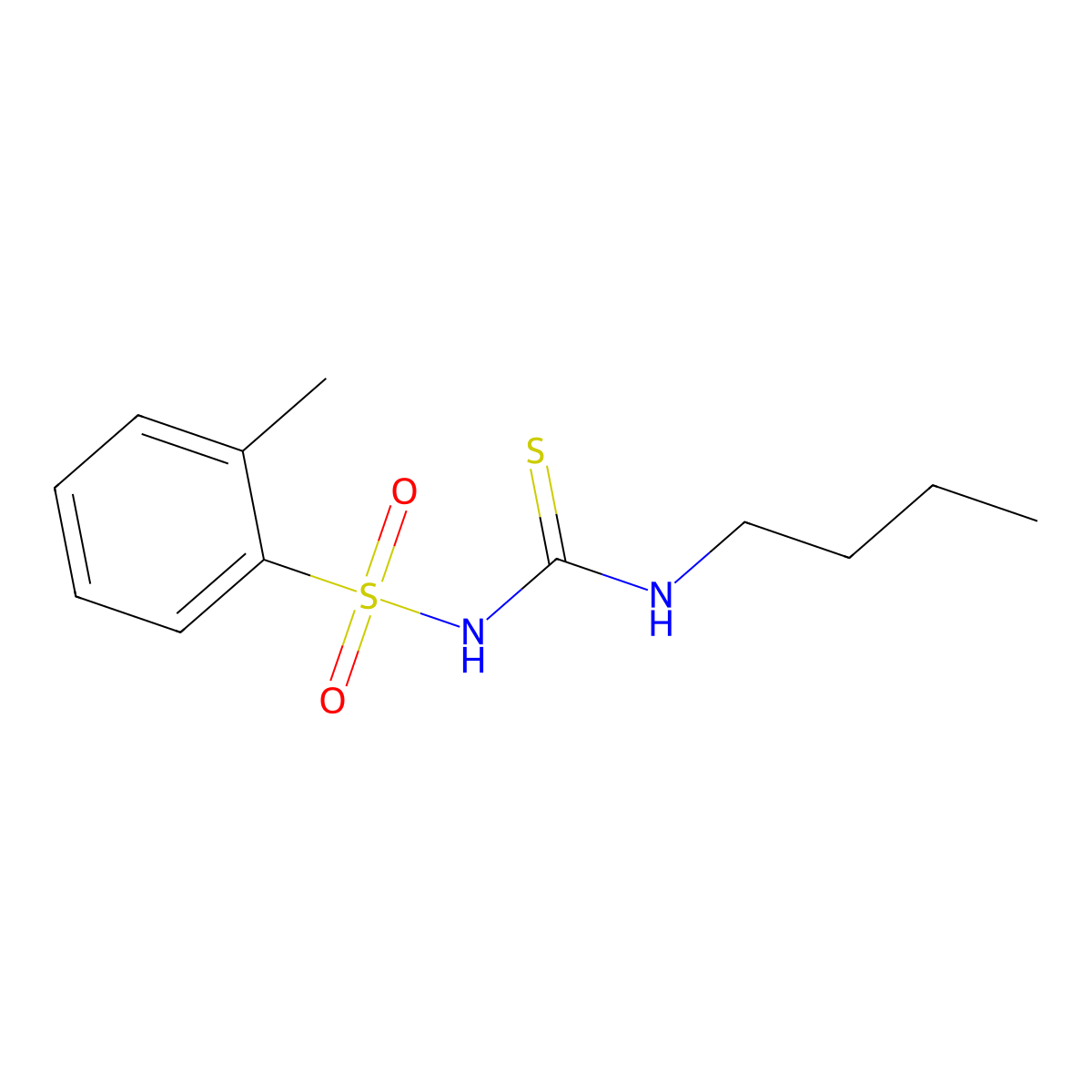 Benzenesulfonamide, N-((butylamino)thioxomethyl)-2-methyl- molecular structure, CAS 76790-54-0