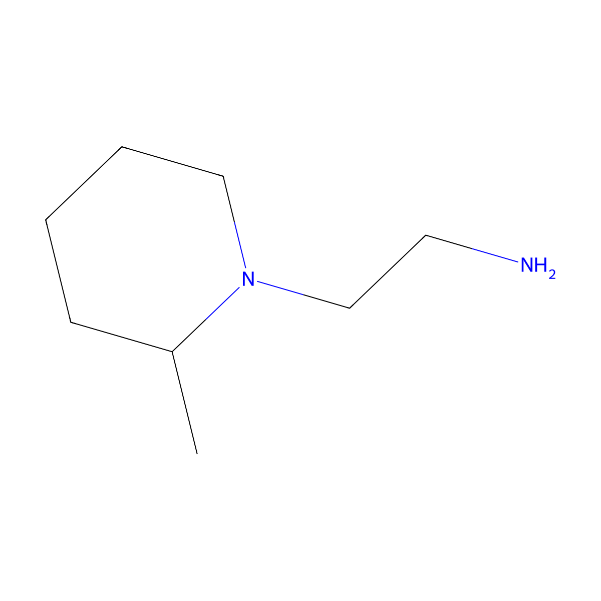 2-(2-Methylpiperidin-1-yl)ethan-1-amine molecular structure, CAS 768-08-1