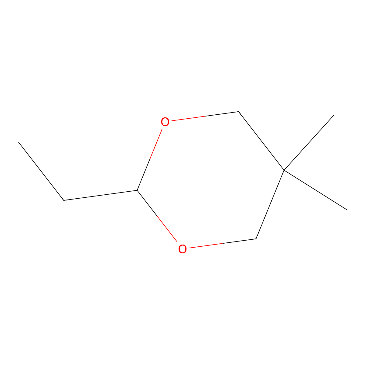 2-Ethyl-5,5-dimethyl-1,3-dioxane molecular structure, CAS 768-58-1