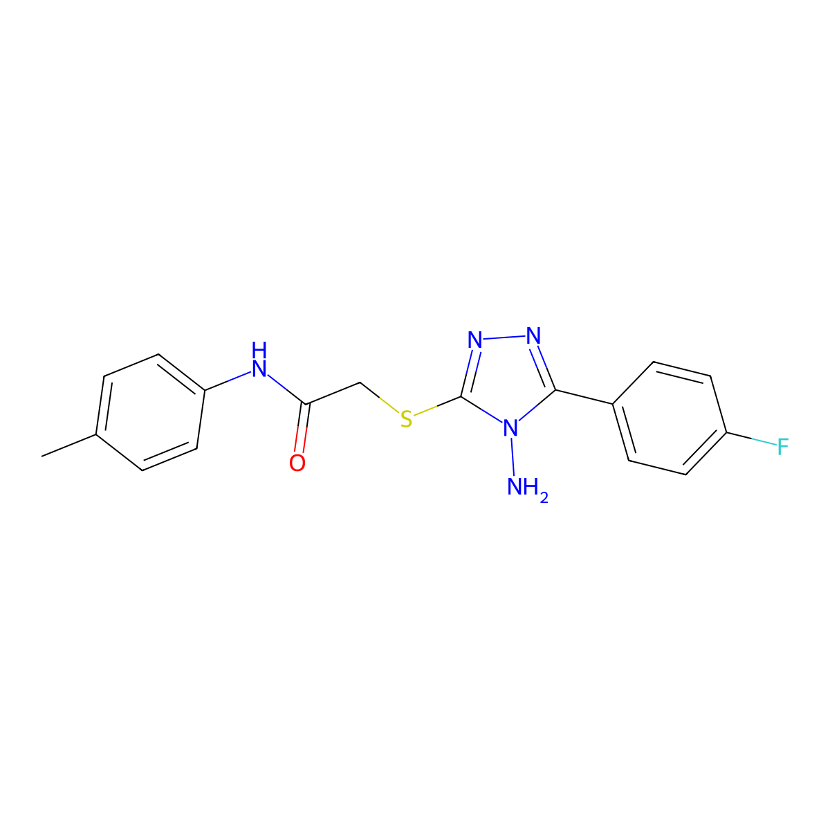 2-{[4-amino-5-(4-fluorophenyl)-4H-1,2,4-triazol-3-yl]sulfanyl}-N-(4-methylphenyl)acetamide molecular structure, CAS 768007-85-8
