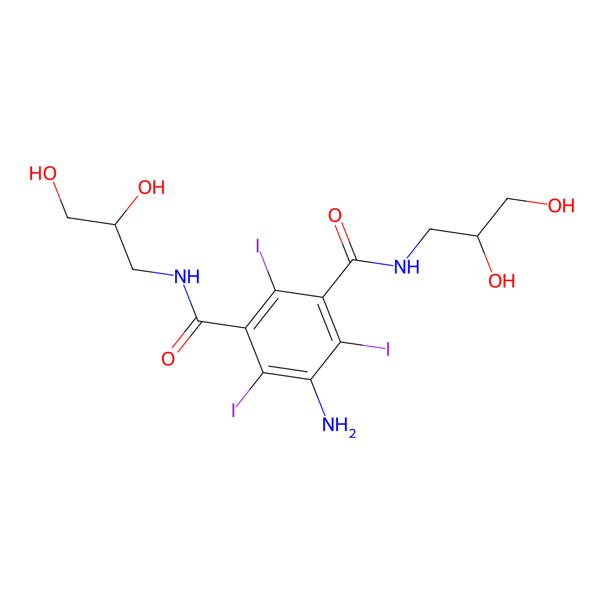 5-Amino-N,N'-bis(2,3-dihydroxypropyl)-2,4,6-triiodoisophthalamide molecular structure, CAS 76801-93-9