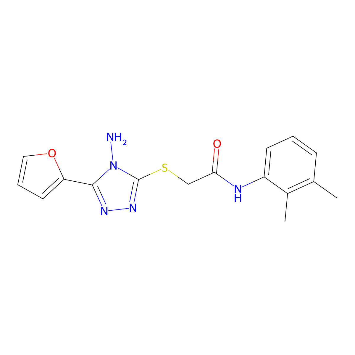 2-(4-amino-5-(2-furyl)(1,2,4-triazol-3-ylthio))-N-(2,3-dimethylphenyl)acetamid e molecular structure, CAS 768014-39-7