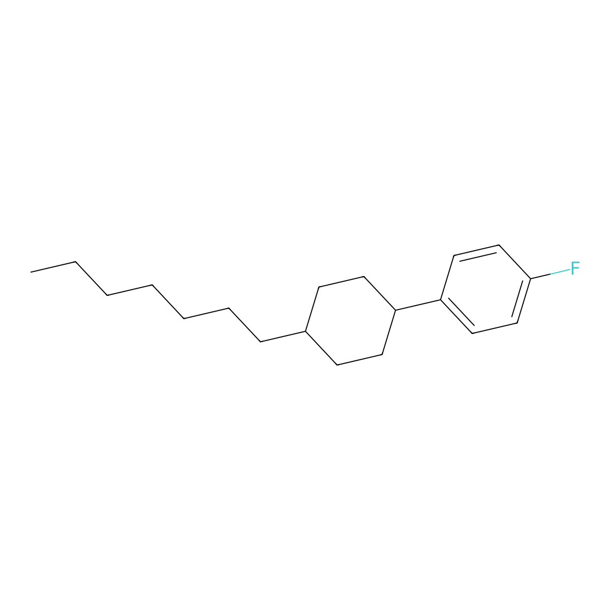 1-Fluoro-4-(4-heptylcyclohexyl)benzene molecular structure, CAS 76802-59-0
