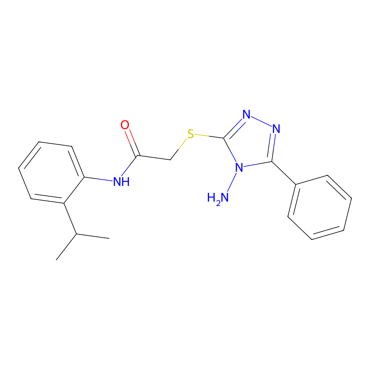 2-[(4-amino-5-phenyl-4H-1,2,4-triazol-3-yl)sulfanyl]-N-[2-(propan-2-yl)phenyl]acetamide molecular structure, CAS 768022-03-3