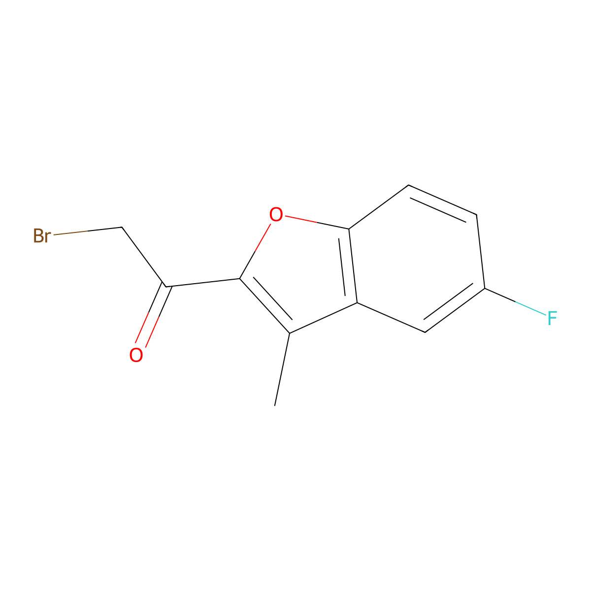 2-Bromo-1-(5-fluoro-3-methyl-1-benzofuran-2-yl)ethanone molecular structure, CAS 76805-28-2