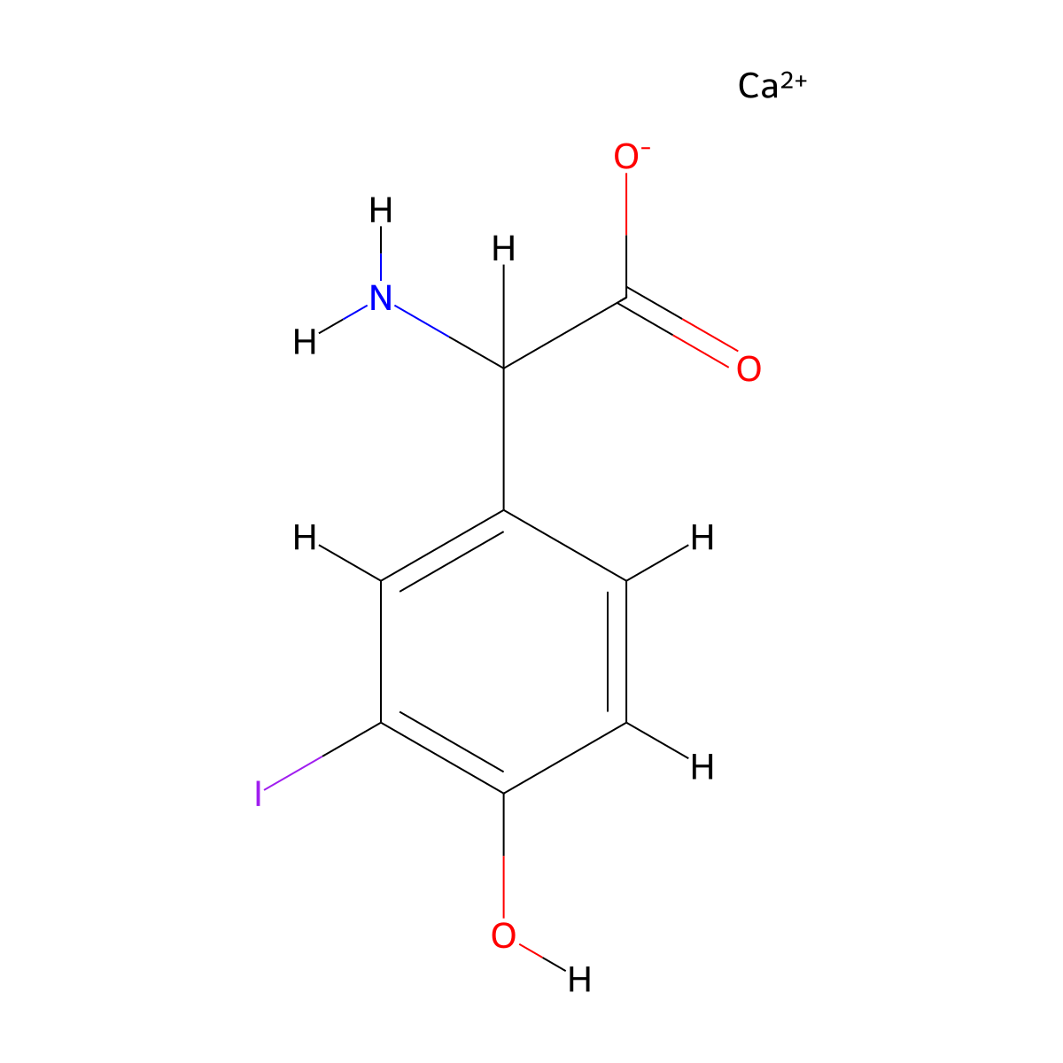 3-Iodo-L-tyrosine calcium molecular structure, CAS 7681-60-9