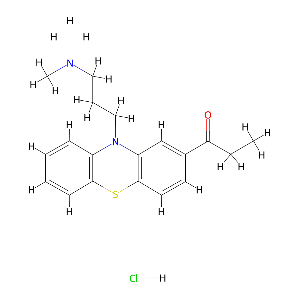 Propiopromazine Hydrochloride molecular structure, CAS 7681-67-6