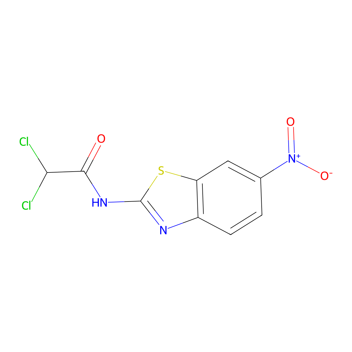 2,2-dichloro-N-(6-nitro-1,3-benzothiazol-2-yl)acetamide molecular structure, CAS 7681-69-8