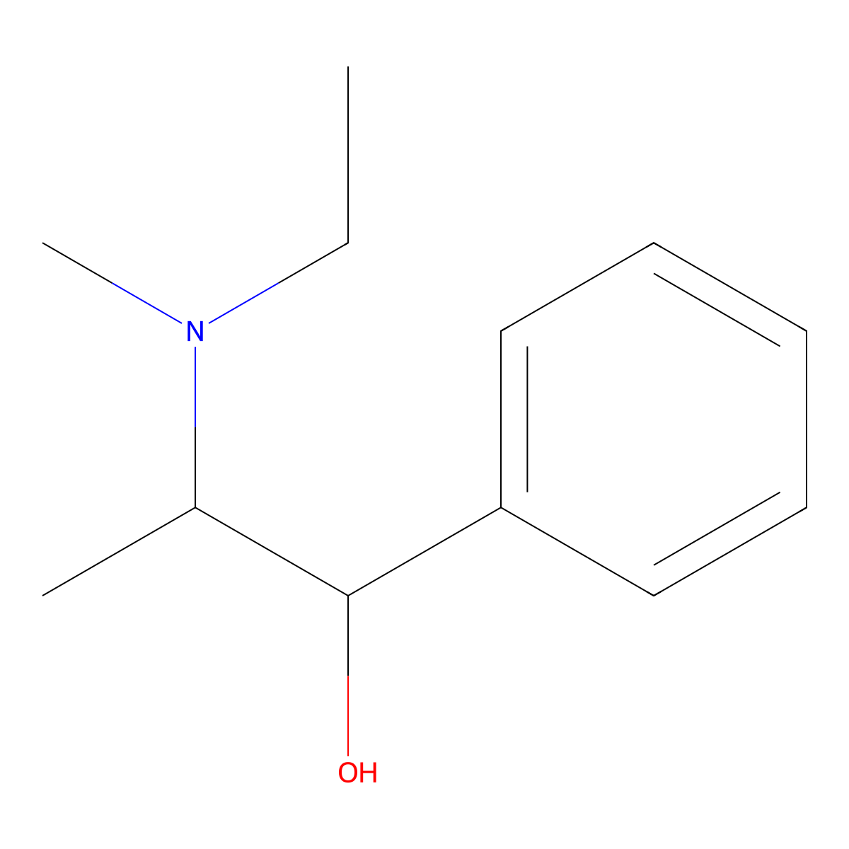 2-Ethylmethylamino-1-phenylpropan-1-ol molecular structure, CAS 7681-79-0