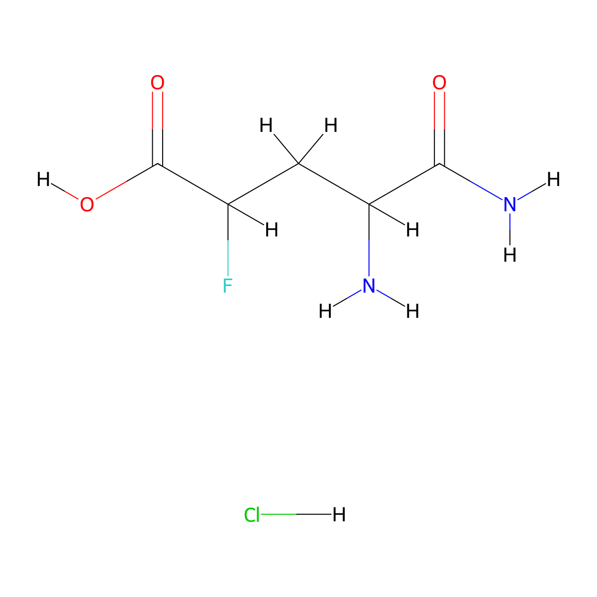 4,5-Diamino-2-fluoro-5-oxovaleric acid hydrochloride molecular structure, CAS 7682-58-8