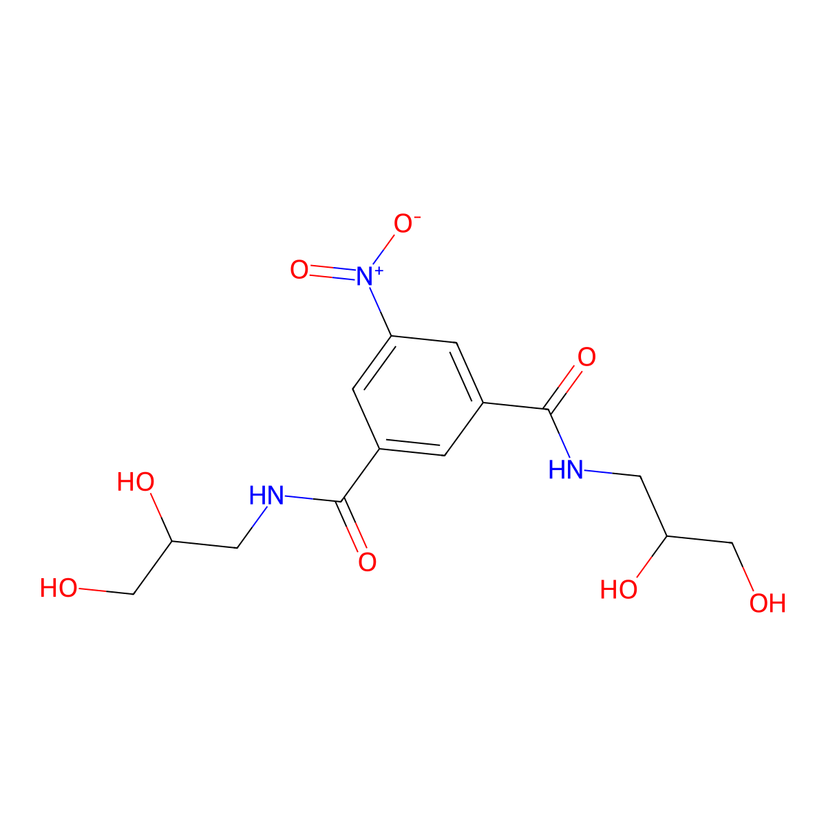 N1,N3-Bis(2,3-dihydroxypropyl)-5-nitro-1,3-benzenedicarboxamide molecular structure, CAS 76820-34-3