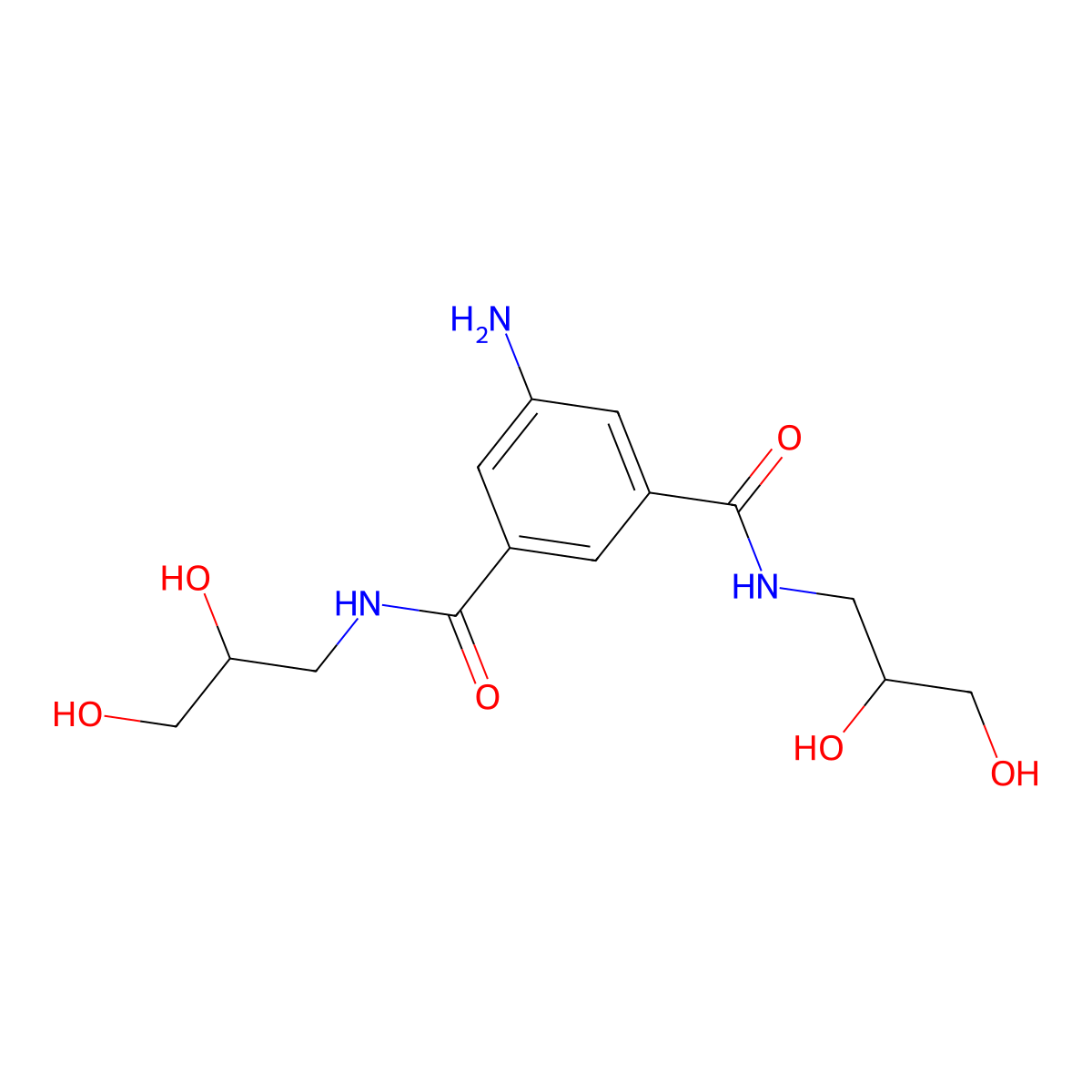 5-Amino-N,N'-bis(2,3-dihydroxypropyl)isophthalamide molecular structure, CAS 76820-35-4