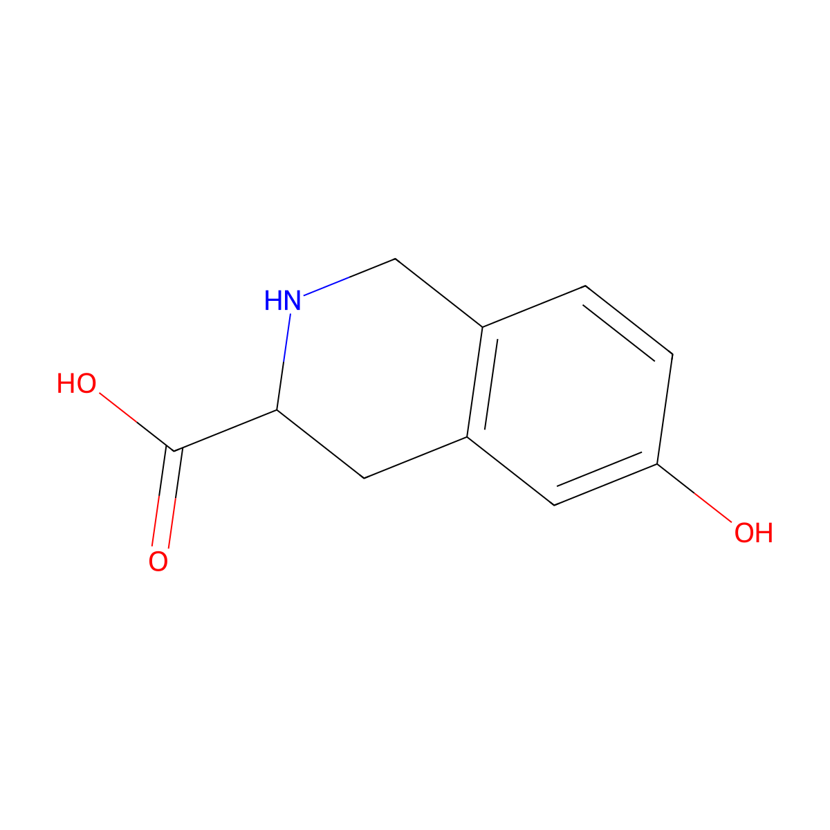 1,2,3,4-Tetrahydro-6-hydroxy-3-isoquinolinecarboxylic acid molecular structure, CAS 76824-99-2