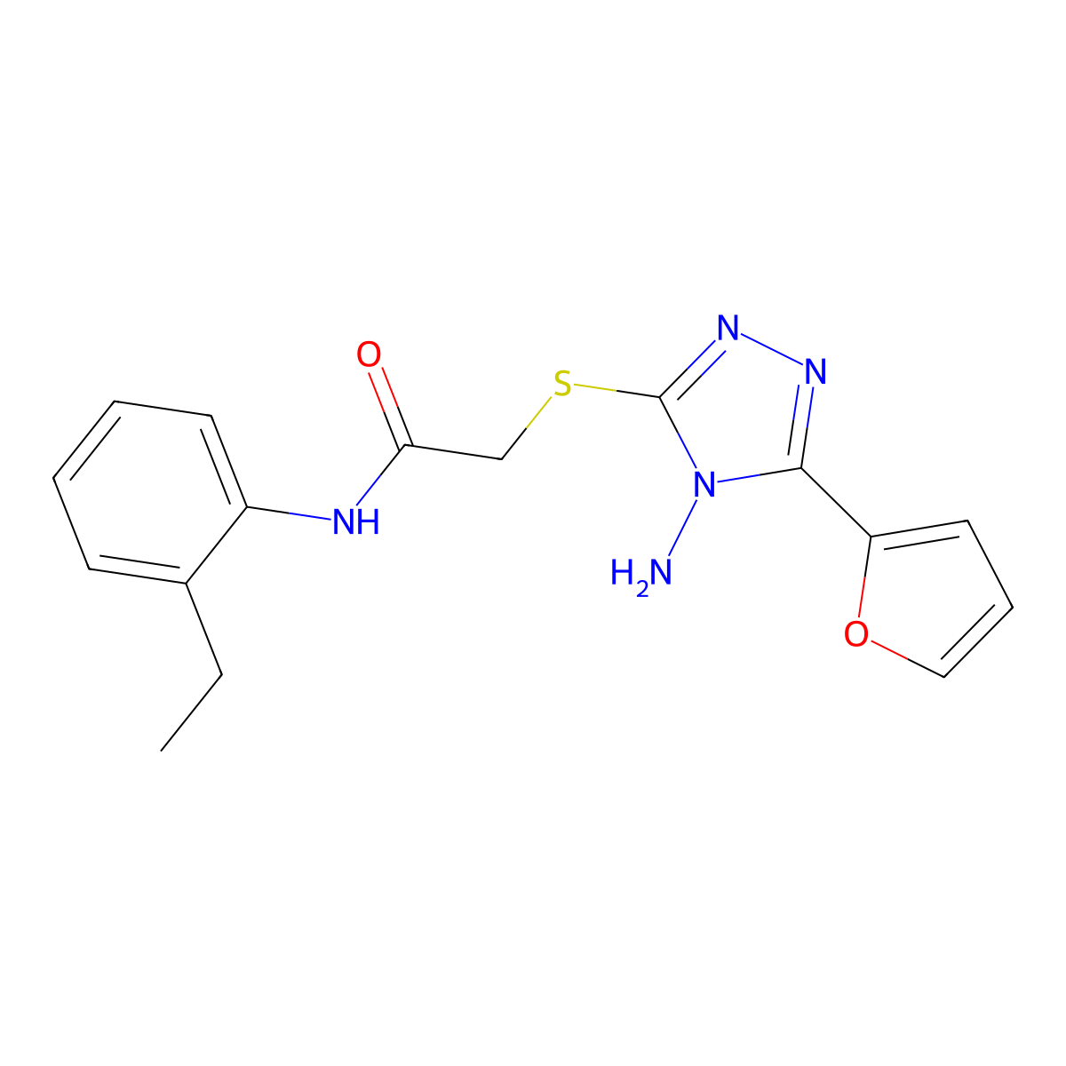 2-((4-amino-5-(furan-2-yl)-4H-1,2,4-triazol-3-yl)thio)-N-(2-ethylphenyl)acetamide molecular structure, CAS 768287-00-9