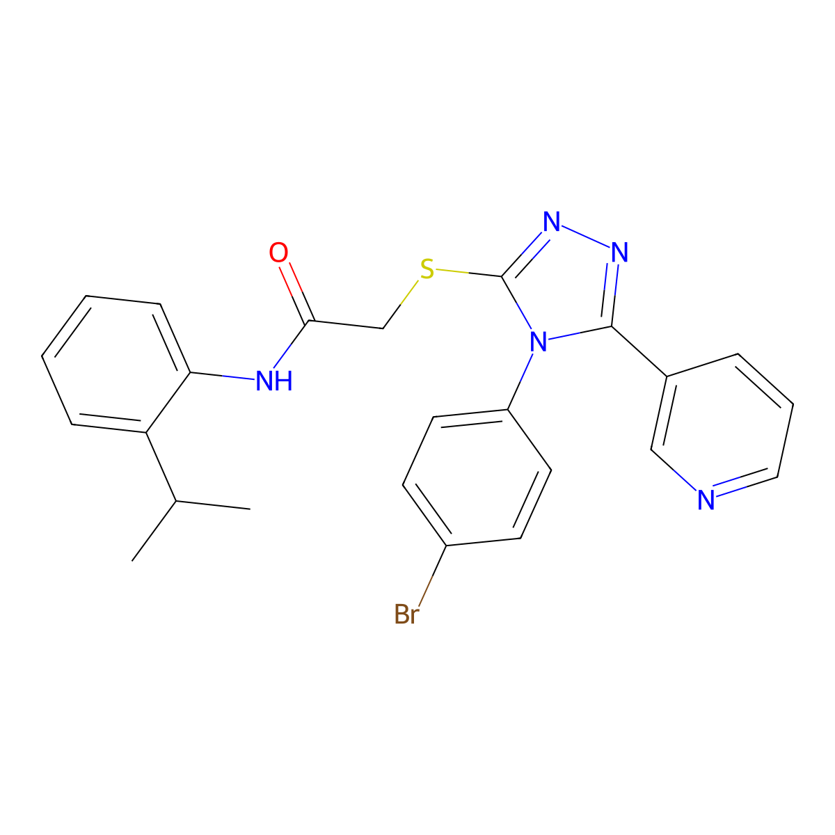 2-{[4-(4-bromophenyl)-5-(pyridin-3-yl)-4H-1,2,4-triazol-3-yl]sulfanyl}-N-[2-(propan-2-yl)phenyl]acetamide molecular structure, CAS 768288-56-8