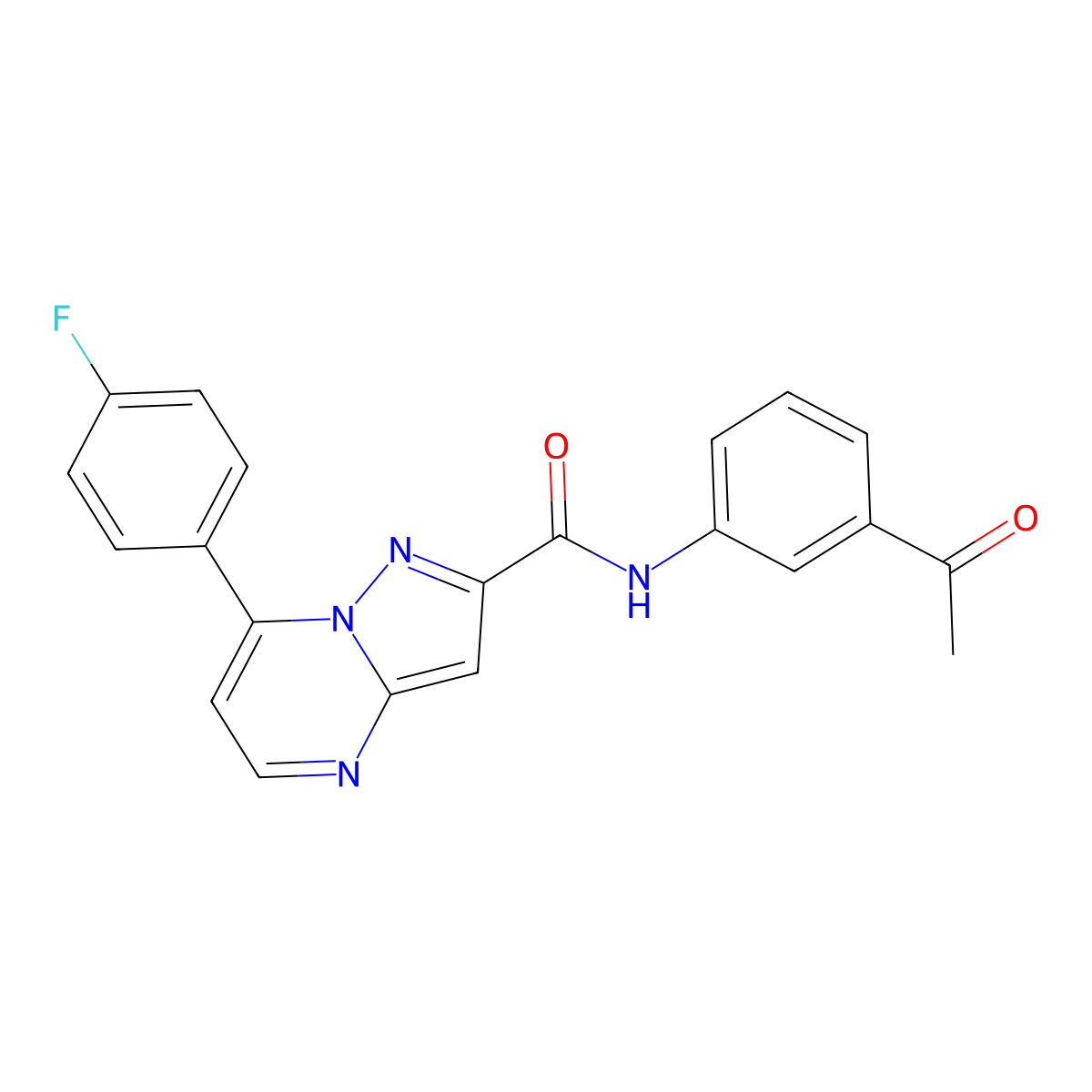 N-(3-acetylphenyl)-7-(4-fluorophenyl)pyrazolo[1,5-a]pyrimidine-2-carboxamide molecular structure, CAS 768289-62-9