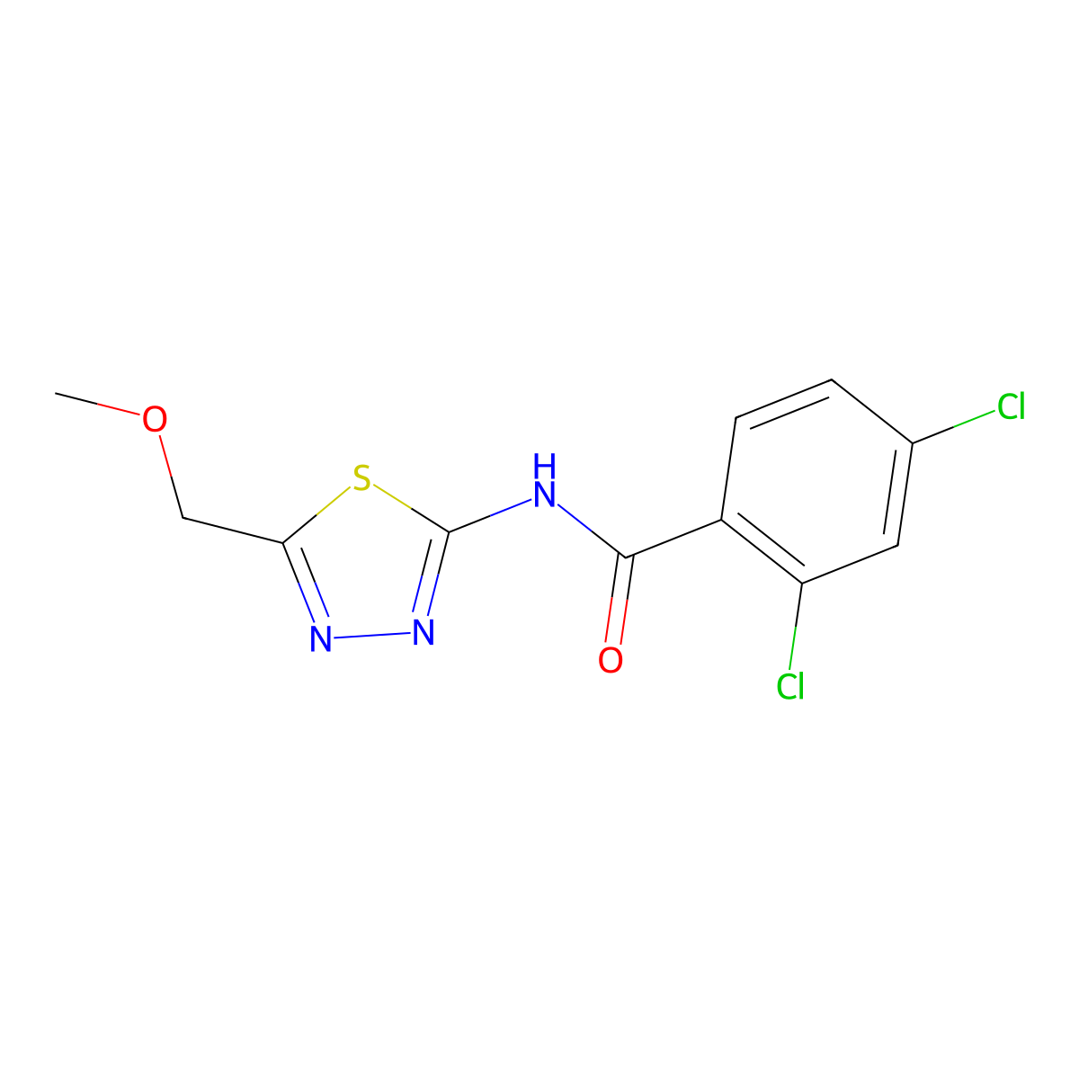 2,4-dichloro-N-[5-(methoxymethyl)-1,3,4-thiadiazol-2-yl]benzamide molecular structure, CAS 768290-39-7