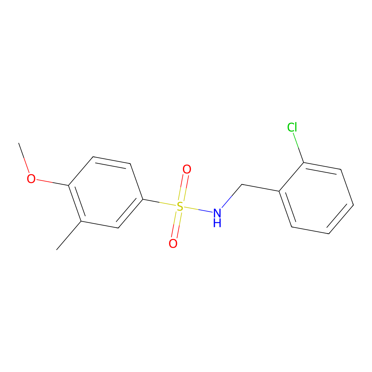 N-(2-chlorobenzyl)-4-methoxy-3-methylbenzenesulfonamide molecular structure, CAS 768290-40-0