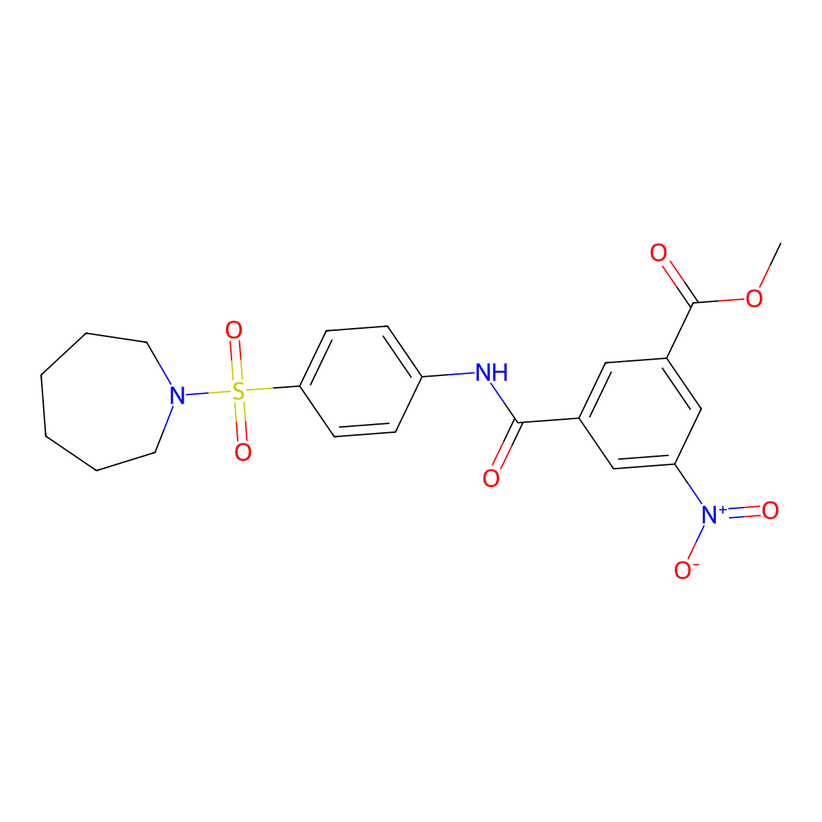 Methyl 3-((4-(azepan-1-ylsulfonyl)phenyl)carbamoyl)-5-nitrobenzoate molecular structure, CAS 768290-81-9