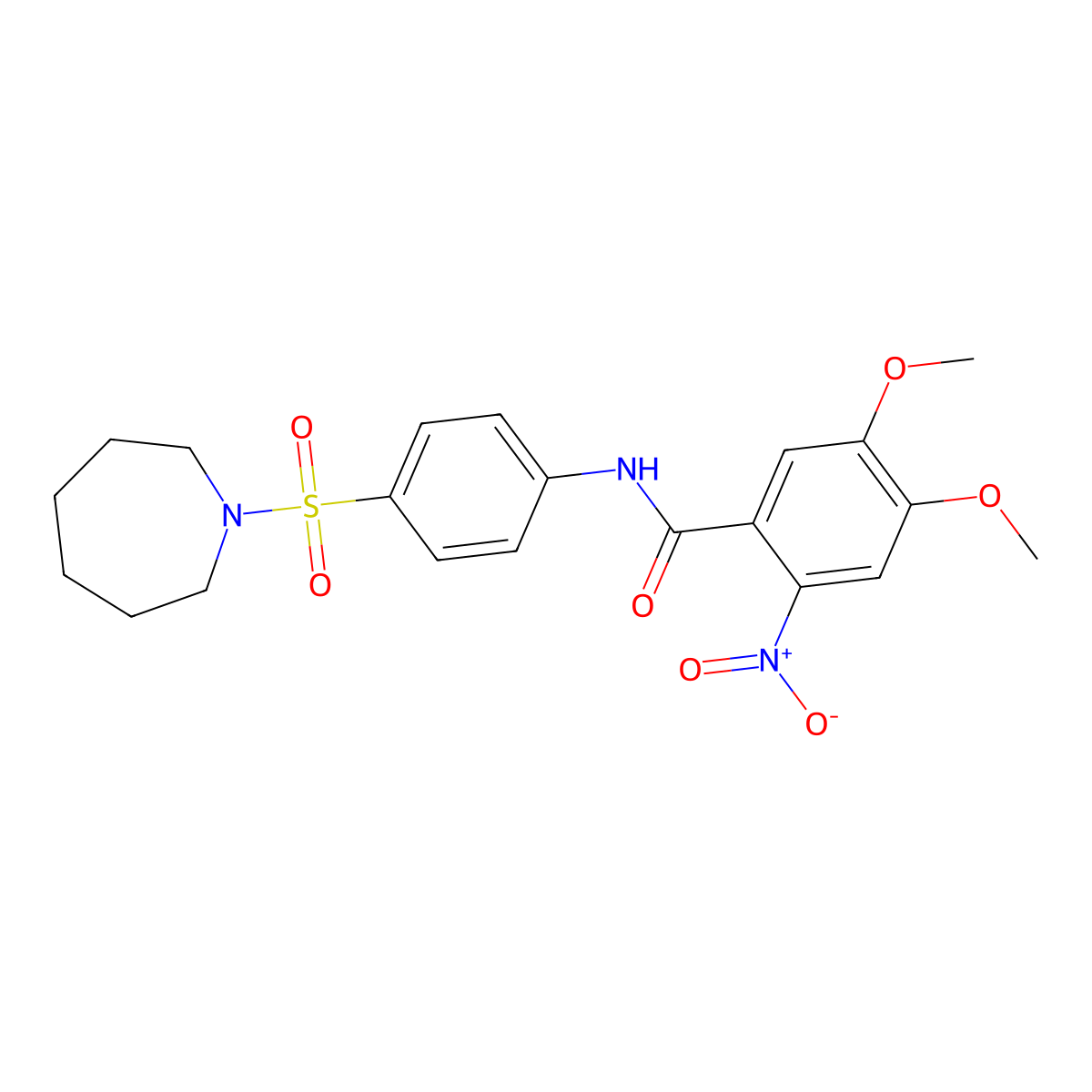 N-[4-(azepan-1-ylsulfonyl)phenyl]-4,5-dimethoxy-2-nitrobenzamide molecular structure, CAS 768290-86-4