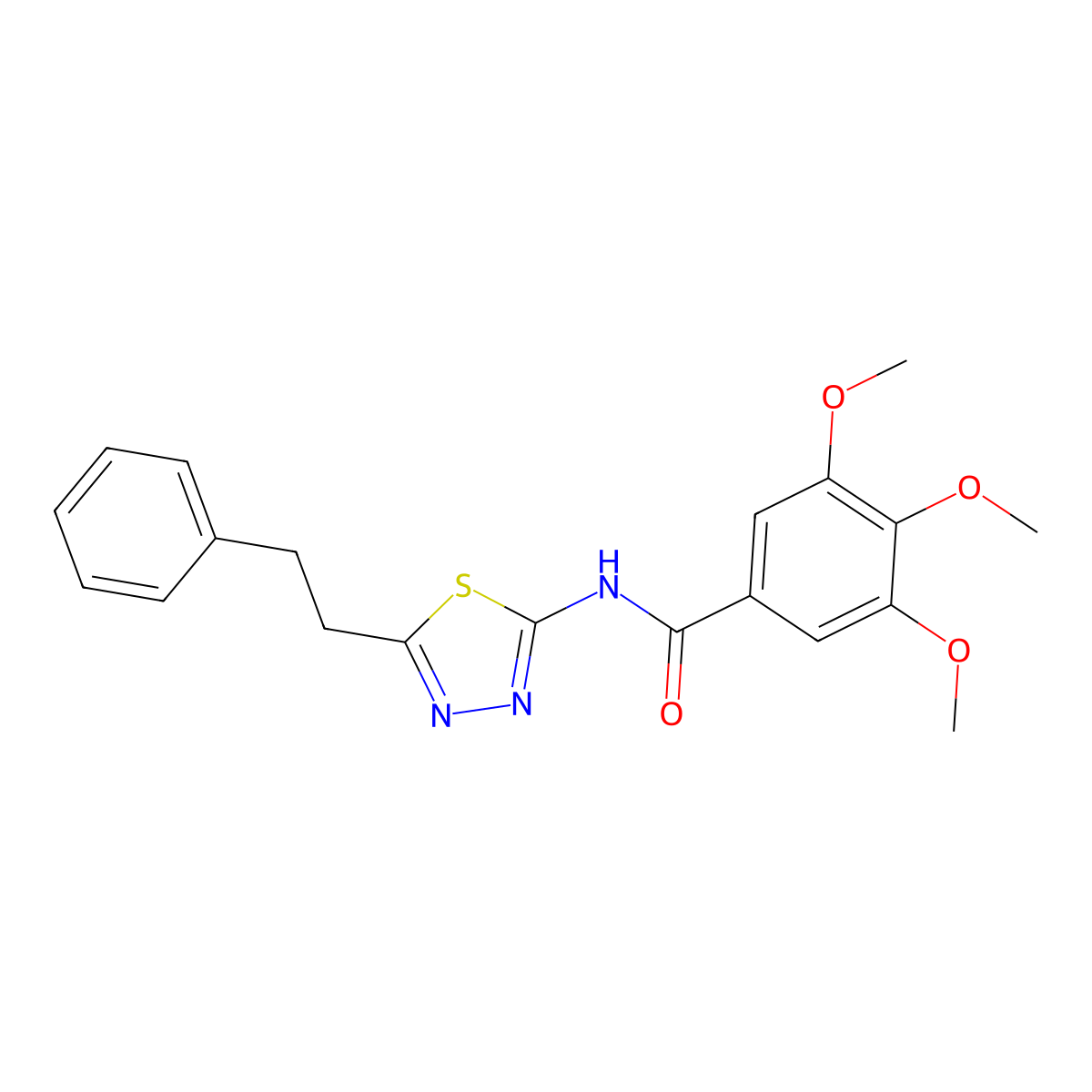3,4,5-trimethoxy-N-[5-(2-phenylethyl)-1,3,4-thiadiazol-2-yl]benzamide molecular structure, CAS 768290-87-5
