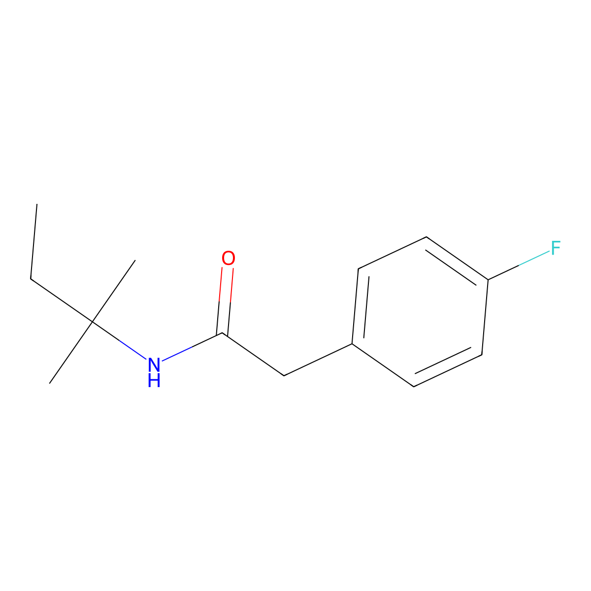 2-(4-fluorophenyl)-N-(2-methylbutan-2-yl)acetamide molecular structure, CAS 768290-99-9