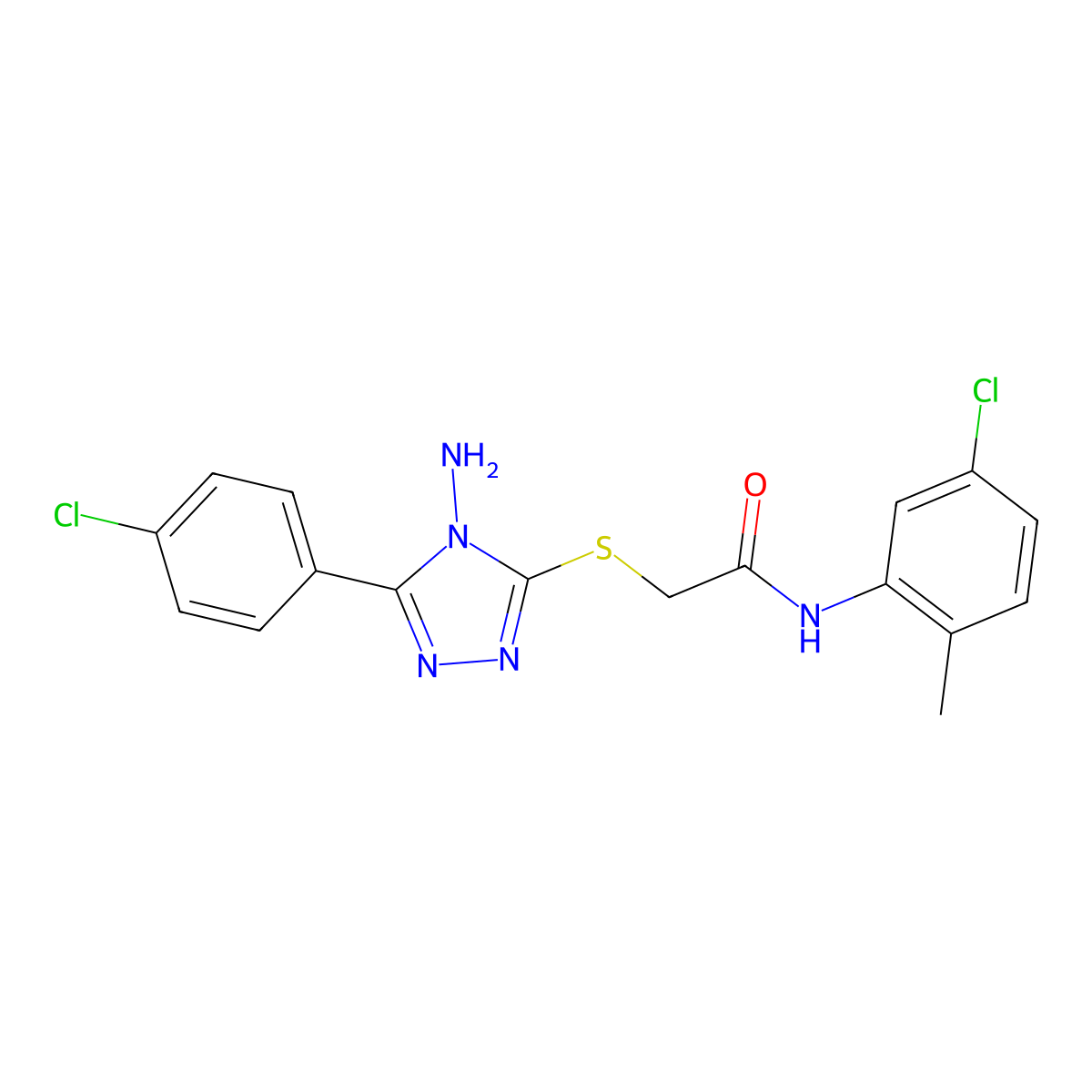 2-((4-amino-5-(4-chlorophenyl)-4H-1,2,4-triazol-3-yl)thio)-N-(5-chloro-2-methylphenyl)acetamide molecular structure, CAS 768291-05-0