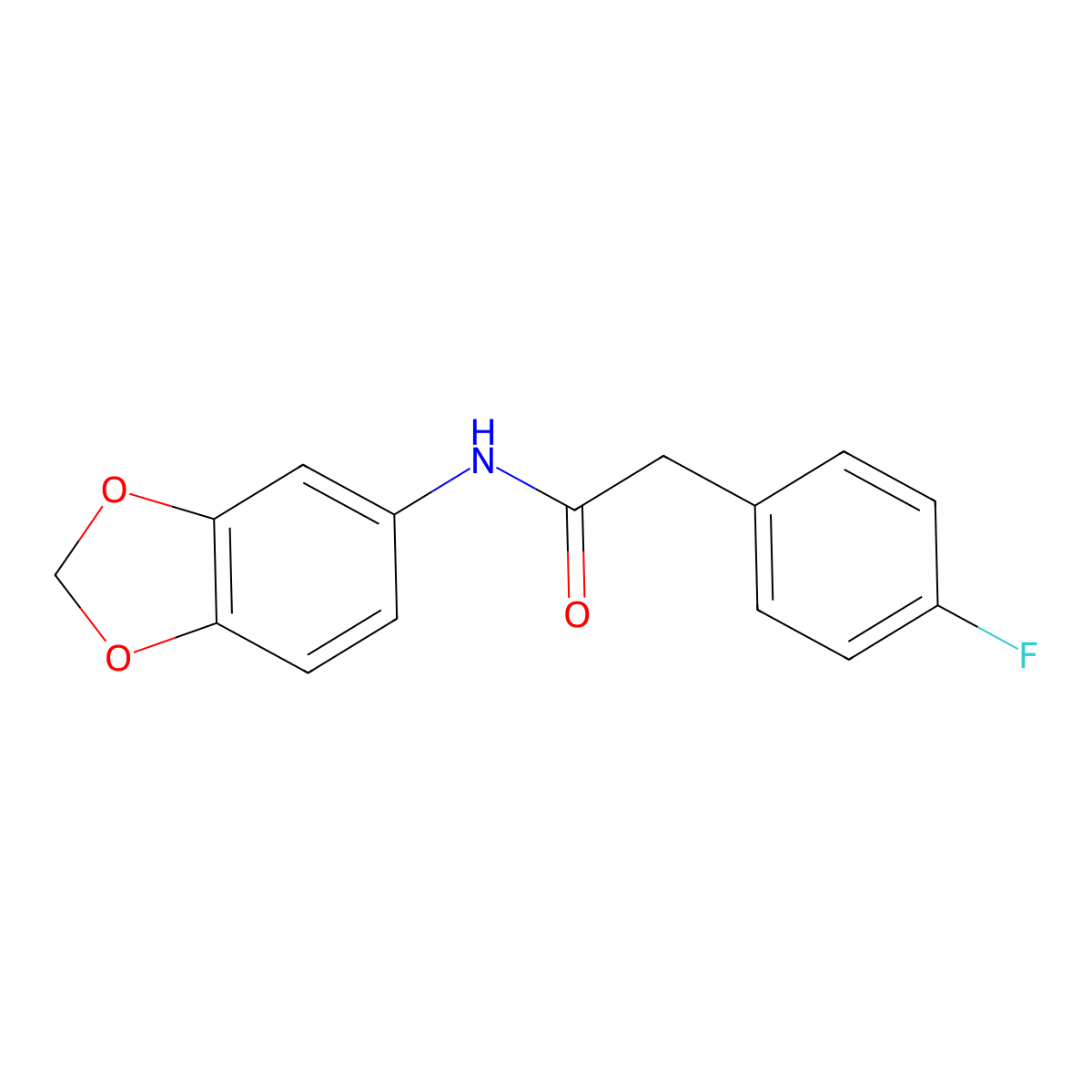 N-(1,3-benzodioxol-5-yl)-2-(4-fluorophenyl)acetamide molecular structure, CAS 768291-17-4