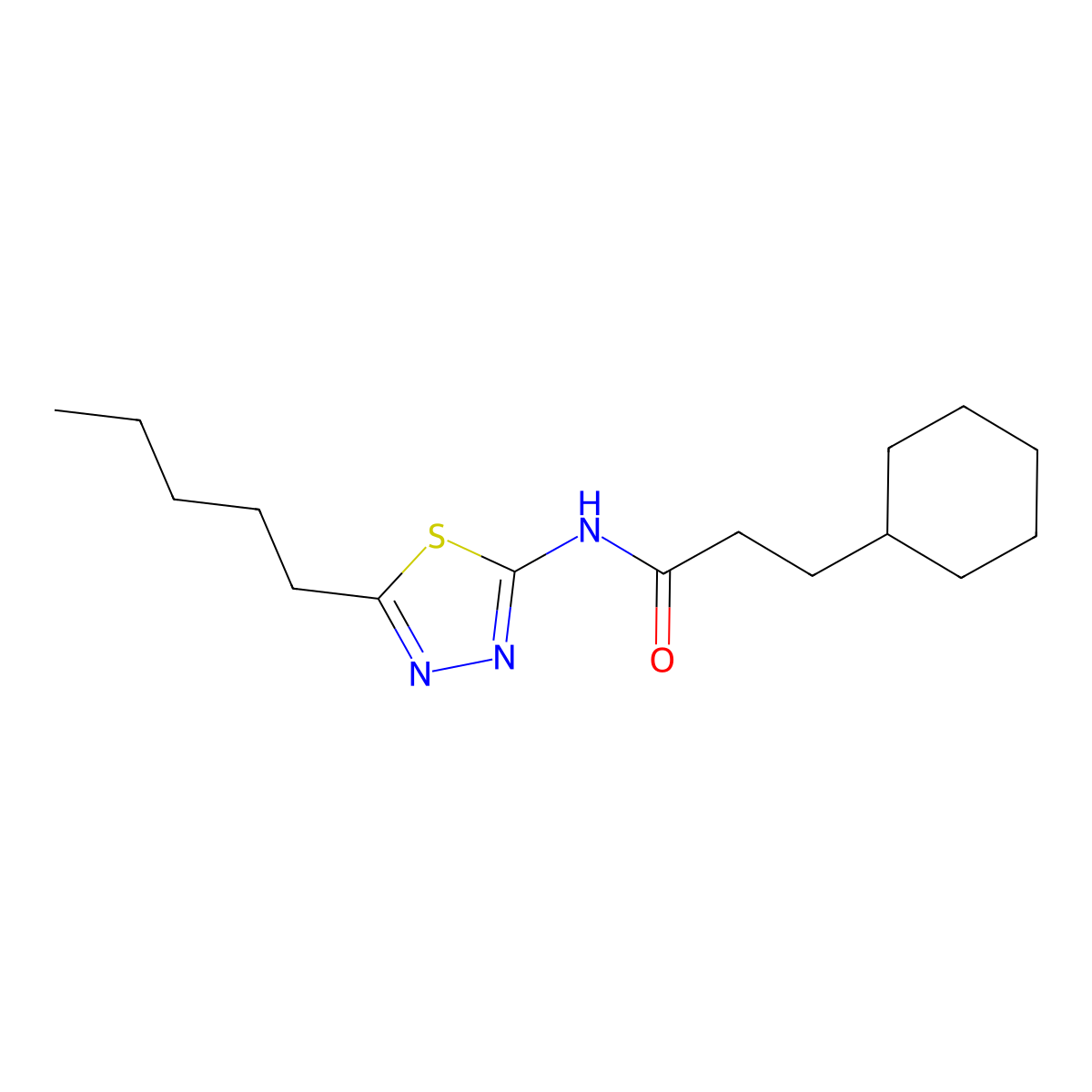 3-cyclohexyl-N-(5-pentyl-1,3,4-thiadiazol-2-yl)propanamide molecular structure, CAS 768291-18-5